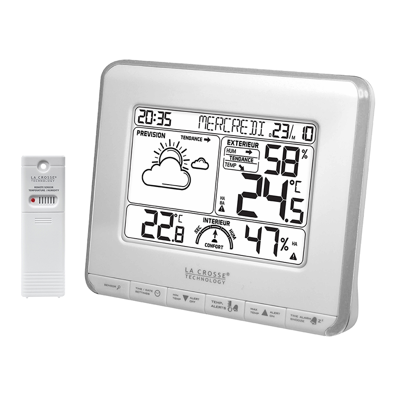 WS6818 BLANC ARGENT Station simple La Crosse Technology WS6818WHI-SIL